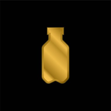 Şişe altın kaplama metalik simge veya logo vektörü