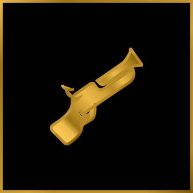 Blunderbuss Gun gold plated metalic icon or logo vector clipart