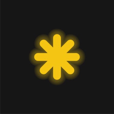 Asterisk Siyah Yıldız Şekli Sarı parlak neon simgesi