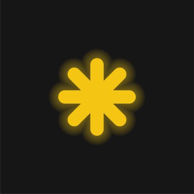 Asterisk Black Star Shape yellow glowing neon icon clipart