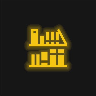 Kitap rafı sarı parlak neon simgesi