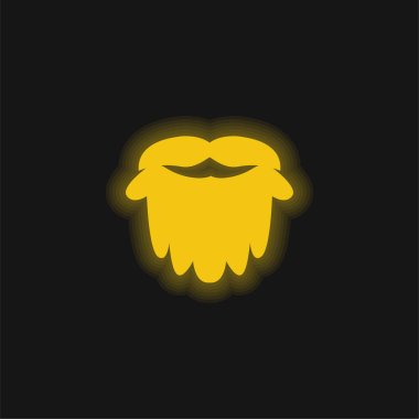 Beard yellow glowing neon icon clipart