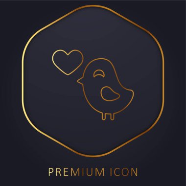 Bird In Love golden line premium logo or icon clipart