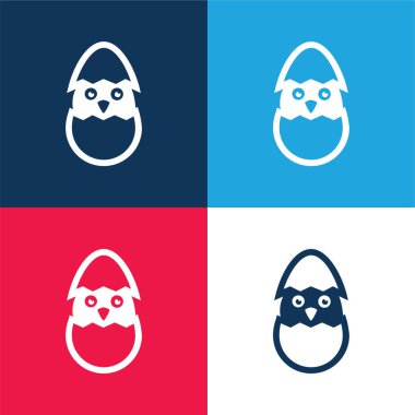 Kırık Yumurta Mavi ve Kırmızı Kuş Minimum Renk Simgesi