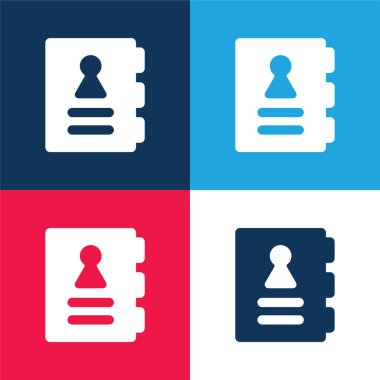 Gündem mavi ve kırmızı dört renk minimal simge kümesi