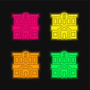 Dört renk parlayan neon vektör simgesini kaydet