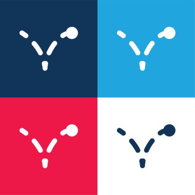 Zıpla mavi ve kırmızı dört renk minimal simge kümesi