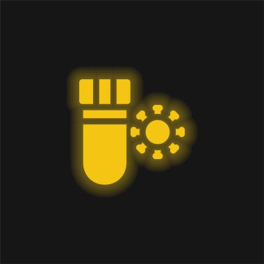 Kan testi sarı parlayan neon simgesi