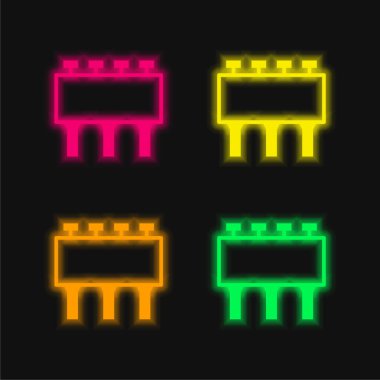 Billboard dört renk parlayan neon vektör simgesi
