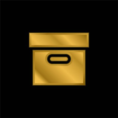 Kutu altın kaplama metalik simge veya logo vektörü