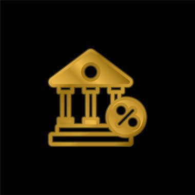 Bank gold plated metalic icon or logo vector clipart