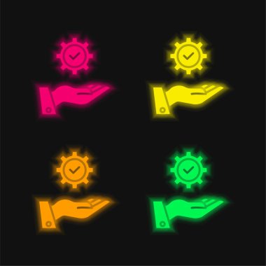 Uygulama dört renk parlayan neon vektör simgesi