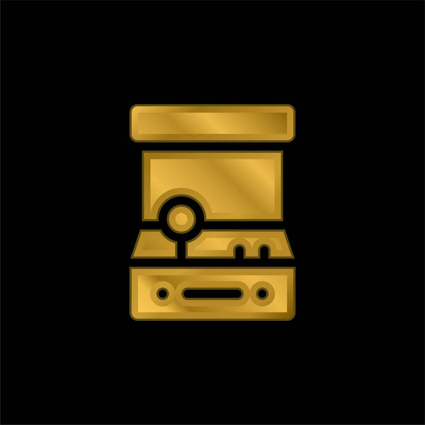 Arcade gold plated metalic icon or logo vector
