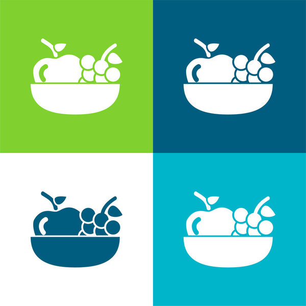 Apple And Grapes on a Bowl Flat 4 color minimum set