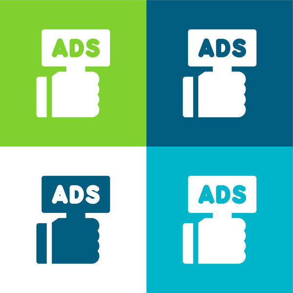 Advertising Flat four color minimal icon set