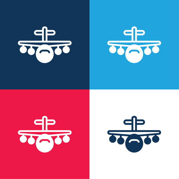 Самолёт синий и красный четыре цвета минимальный набор значков