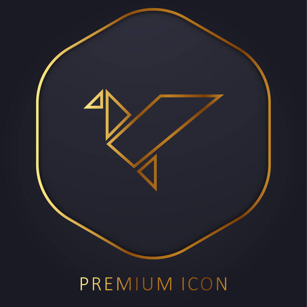 Bird In Flight Origami golden line premium logo or icon