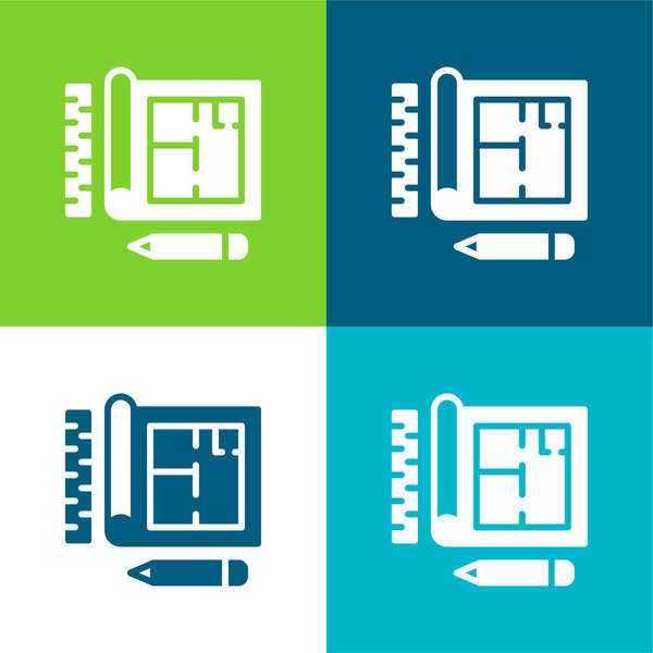 Blueprint Flat four color minimal icon set