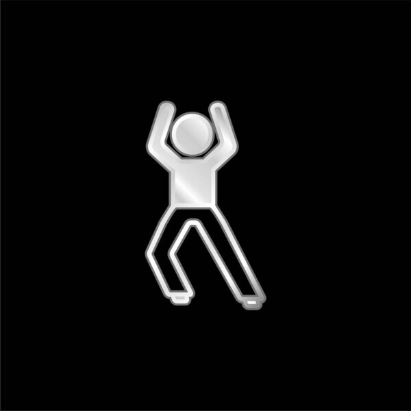Boy Standing Up Stretching Leg silver plated metallic icon