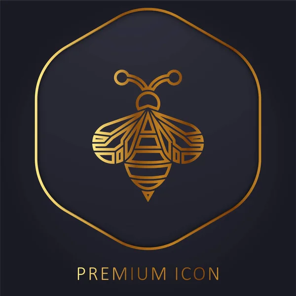 Złota Linia Pszczół Logo Premium Lub Ikona — Wektor stockowy