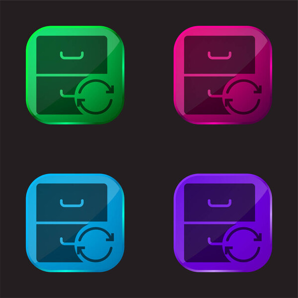 Archive four color glass button icon