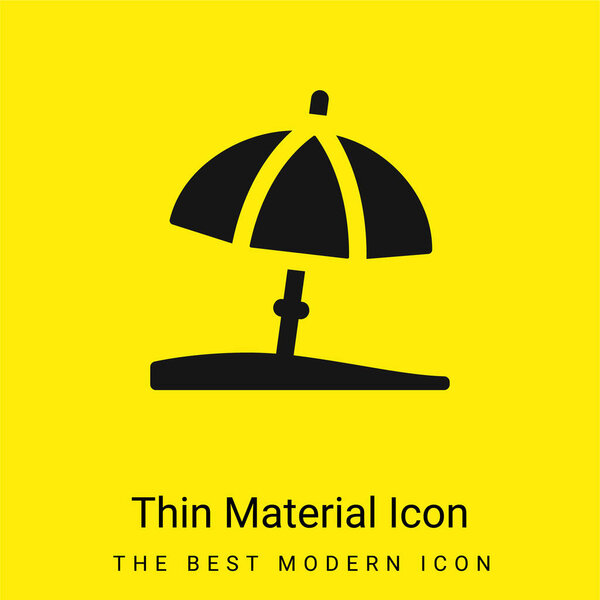 Зонтик пляжа минимальный ярко-желтый материал значок