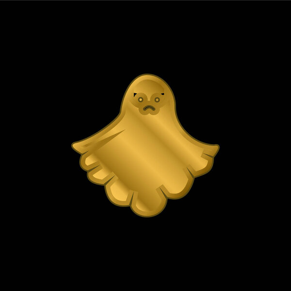 Angry Ghost gold plated metalic icon or logo vector