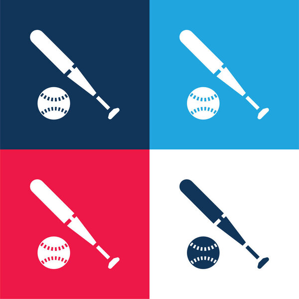Бейсбол синий и красный четыре цвета минимальный набор значков