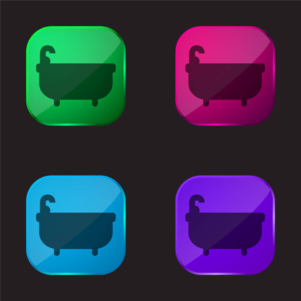 Bathtube four color glass button icon