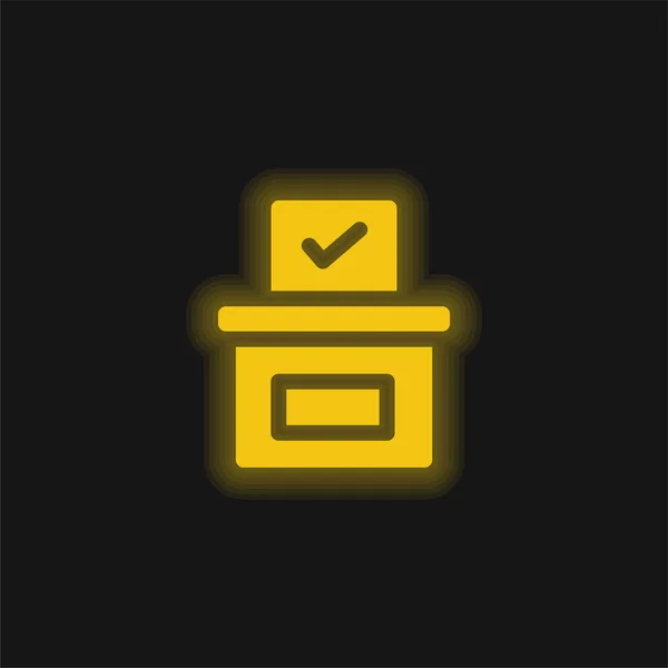 Caja Votación Icono Neón Brillante Amarillo — Archivo Imágenes Vectoriales