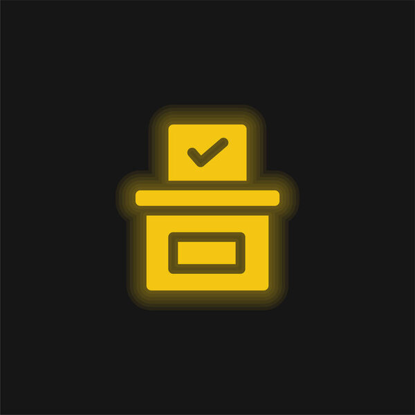 Ballot Box yellow glowing neon icon