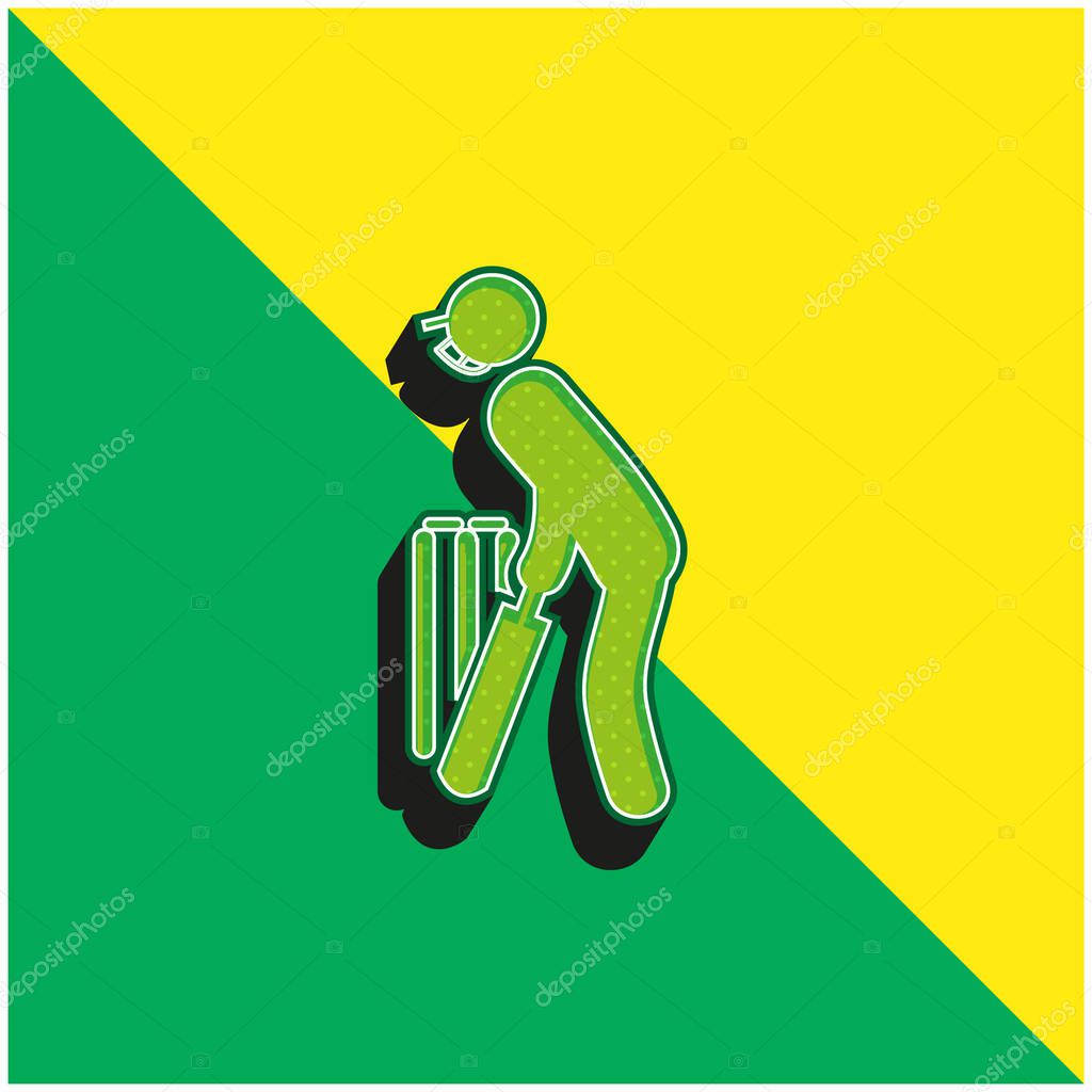 Bats Man Green and yellow modern 3d vector icon logo