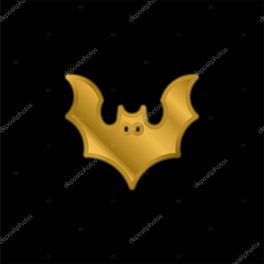 Bat gold plated metalic icon or logo vector