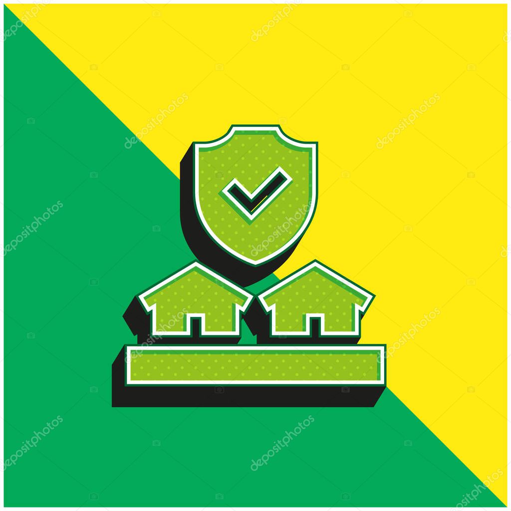 Auction Green and yellow modern 3d vector icon logo
