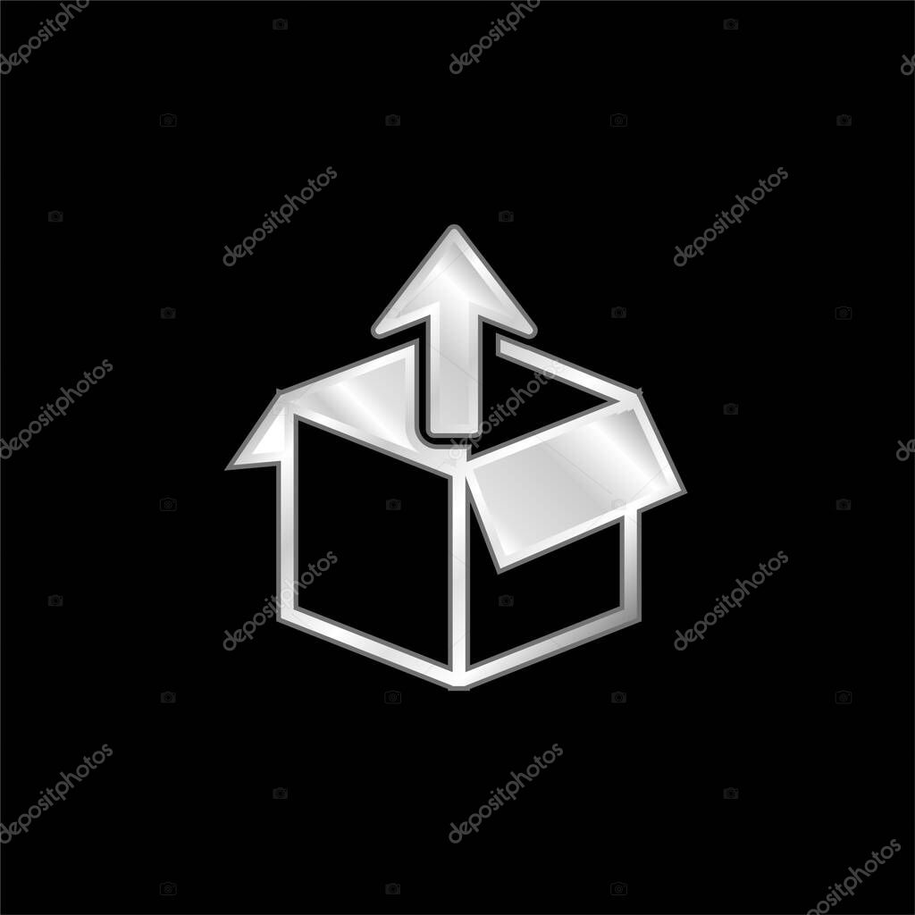 Box Get Out silver plated metallic icon