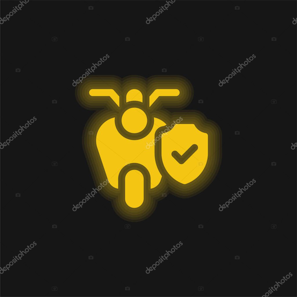 Bike yellow glowing neon icon