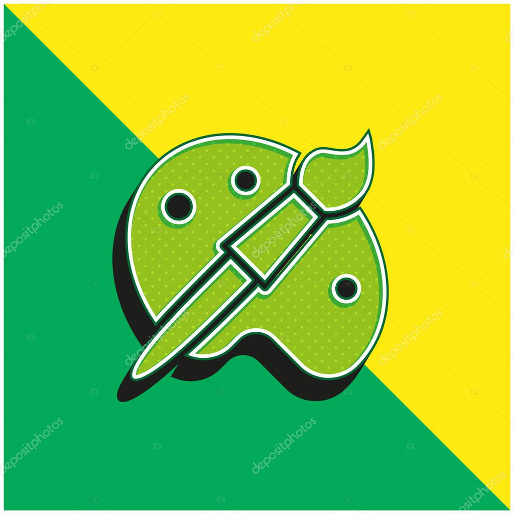 Artist Tools Green and yellow modern 3d vector icon logo