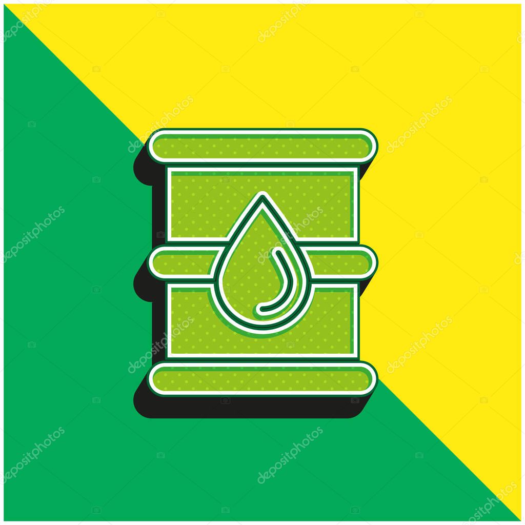Barrel Green and yellow modern 3d vector icon logo