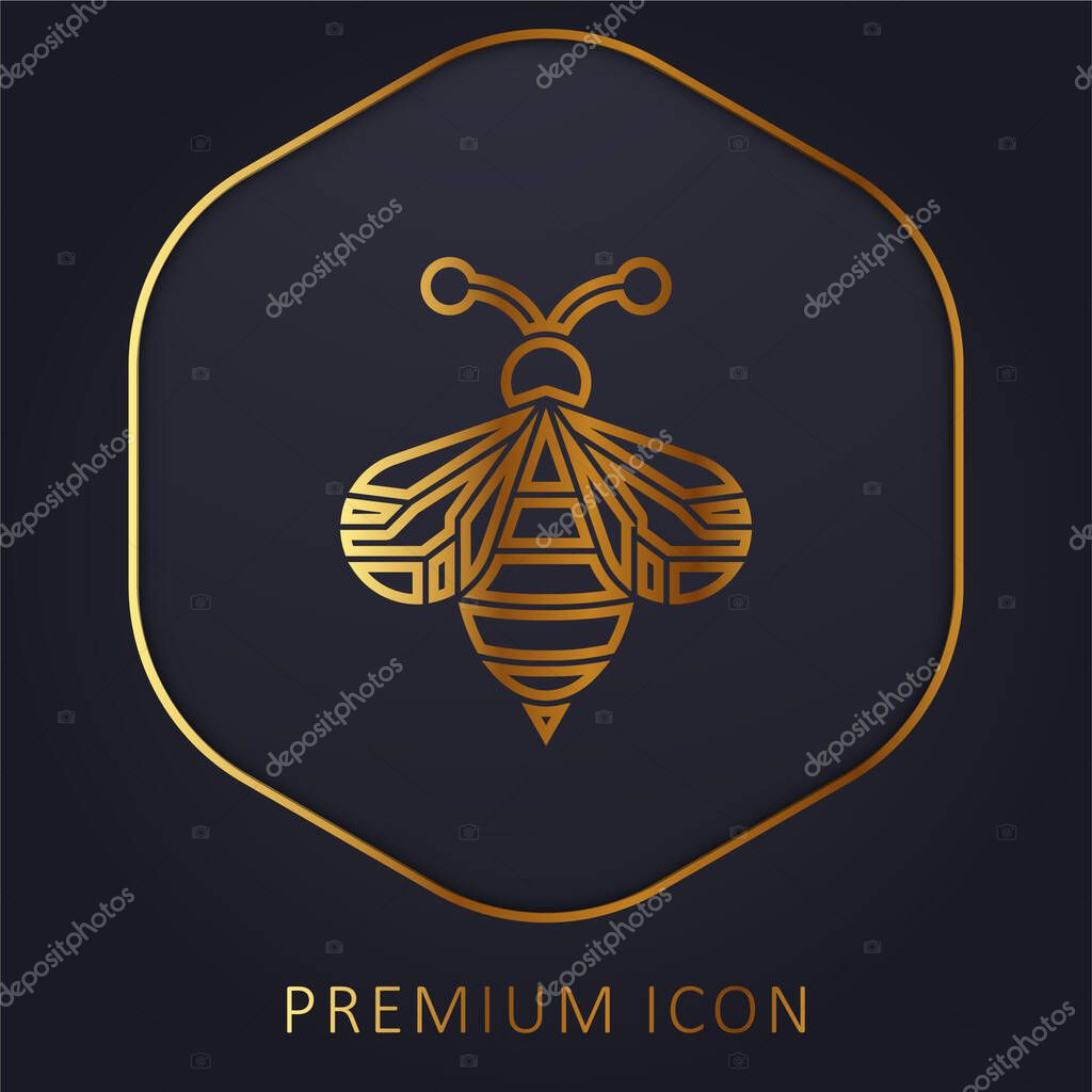 Bee golden line premium logo or icon