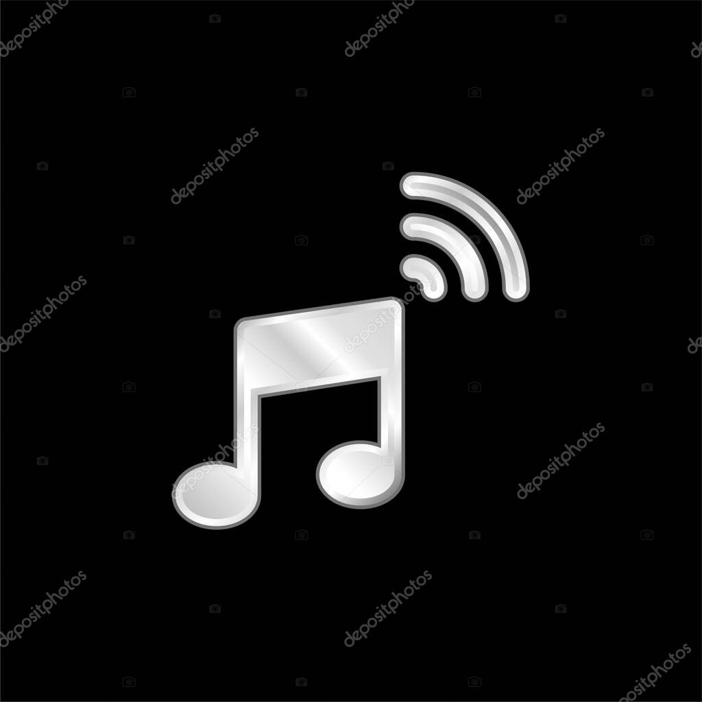 Audio silver plated metallic icon