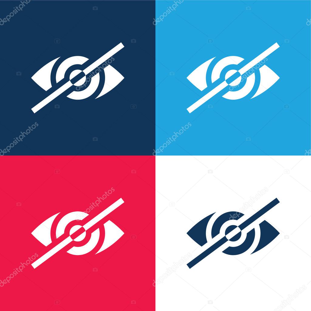 Blind blue and red four color minimal icon set