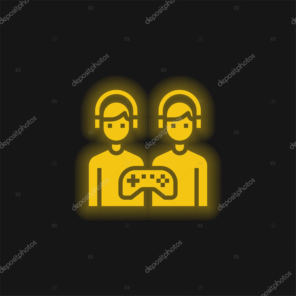 Battle yellow glowing neon icon