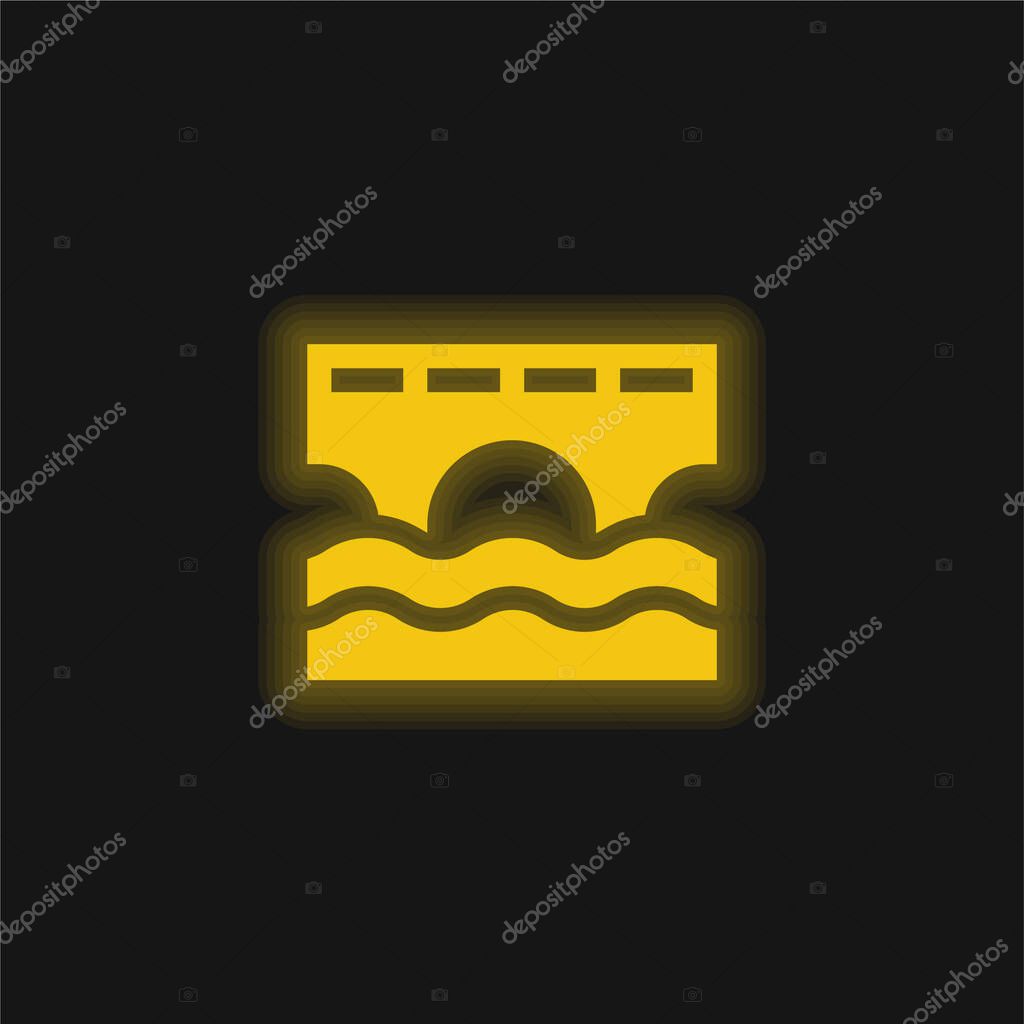 Bridge yellow glowing neon icon