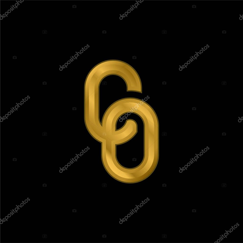 Big Chain gold plated metalic icon or logo vector