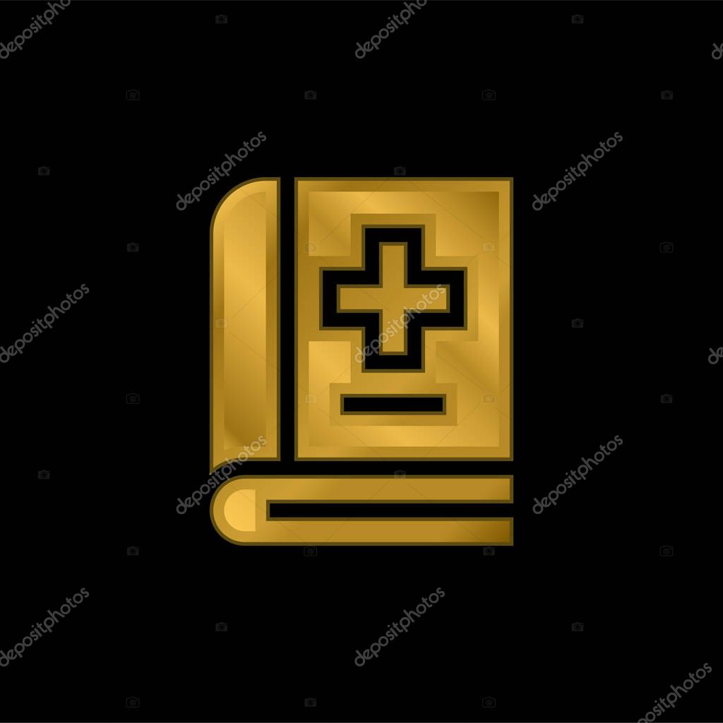 Appointment Book gold plated metalic icon or logo vector