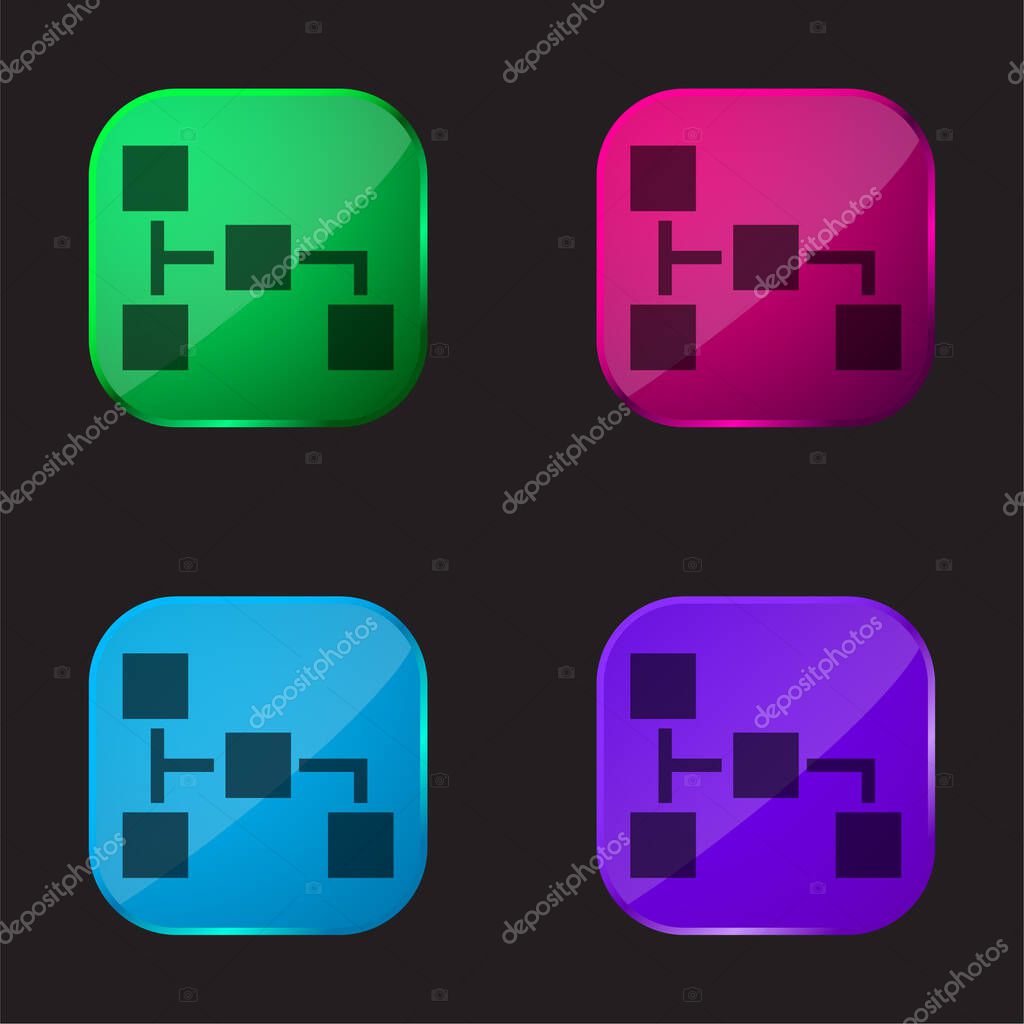 Block Scheme four color glass button icon