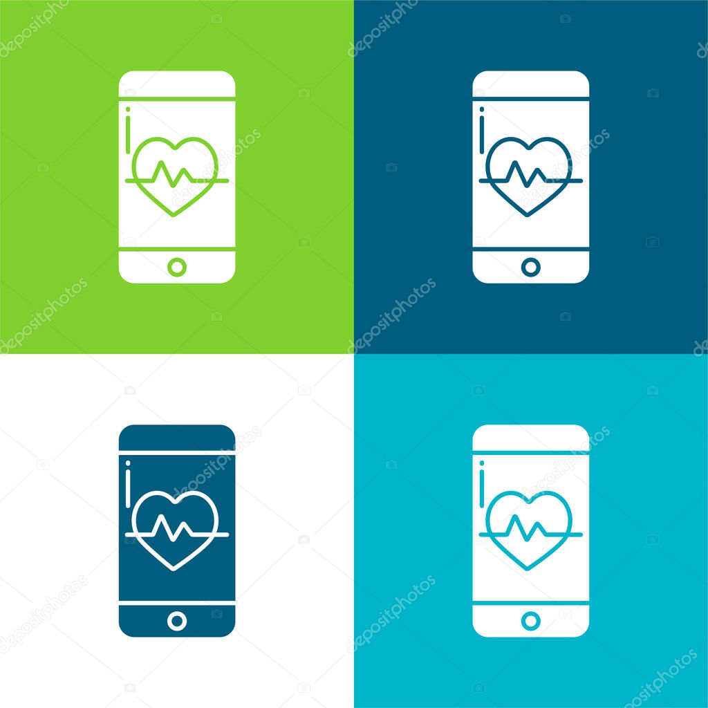 App Flat four color minimal icon set