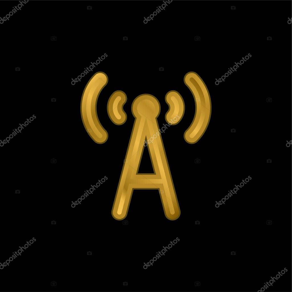 Antenna gold plated metalic icon or logo vector