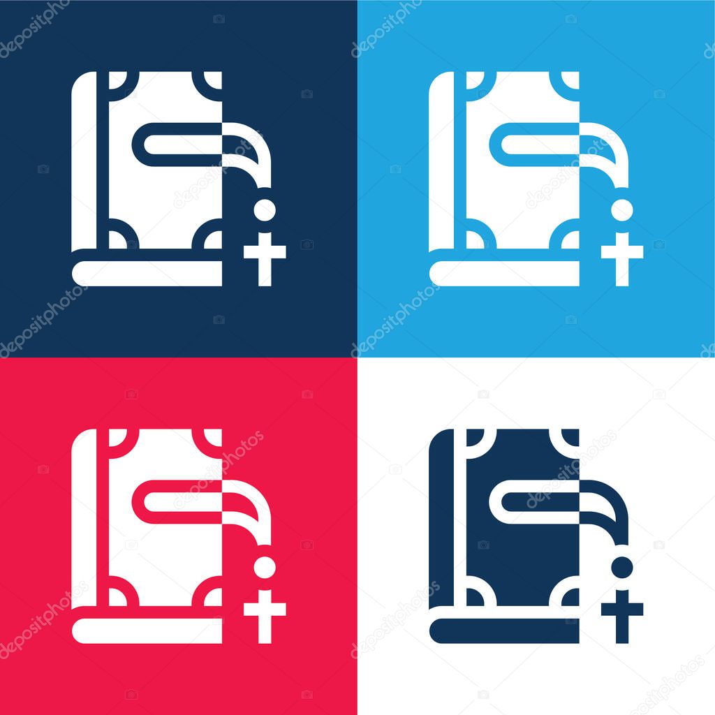 Bible blue and red four color minimal icon set