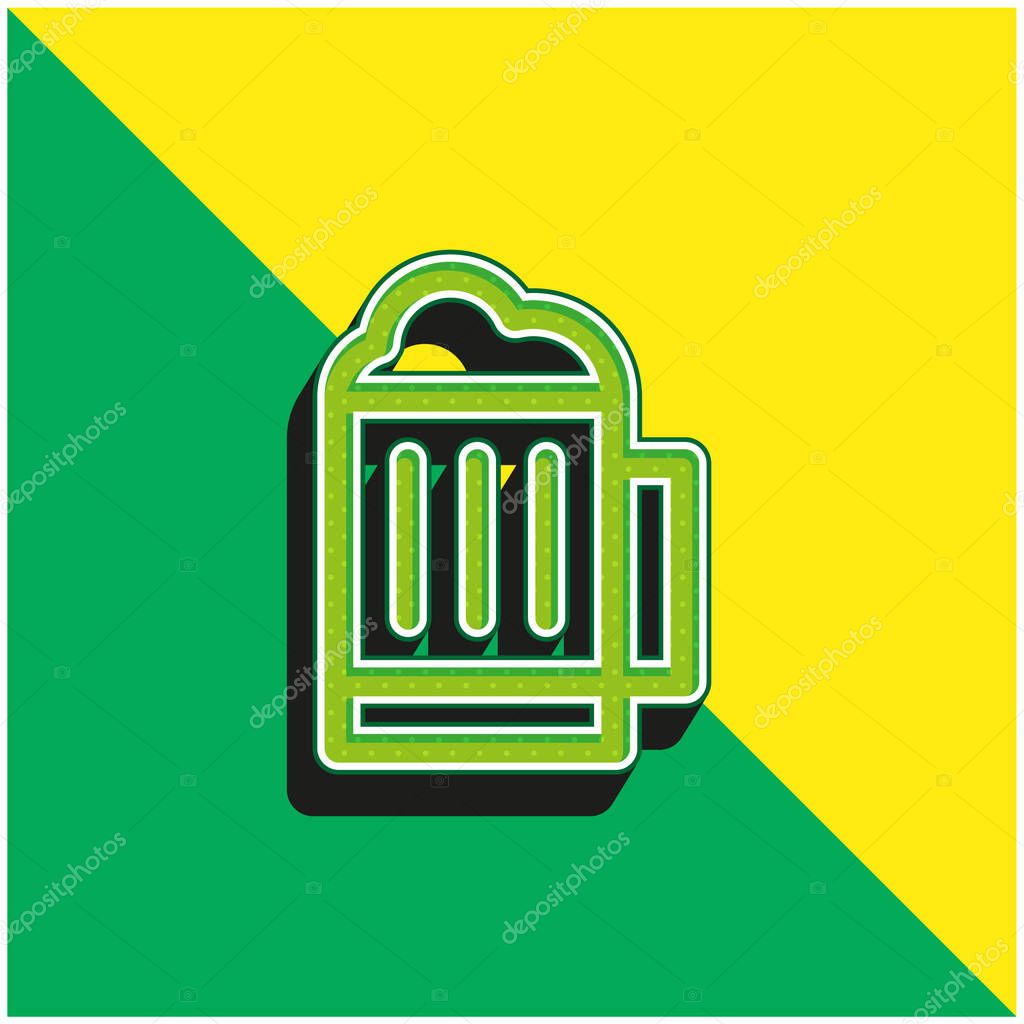 Beer Green and yellow modern 3d vector icon logo